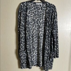 🔵 Chris & carol waffle knit Leopard Print Open Cardigan pockets large